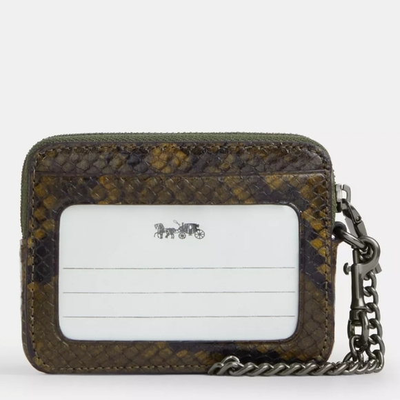 Coach Olive and Black Snake Print Card Holder - Picture 2 of 3